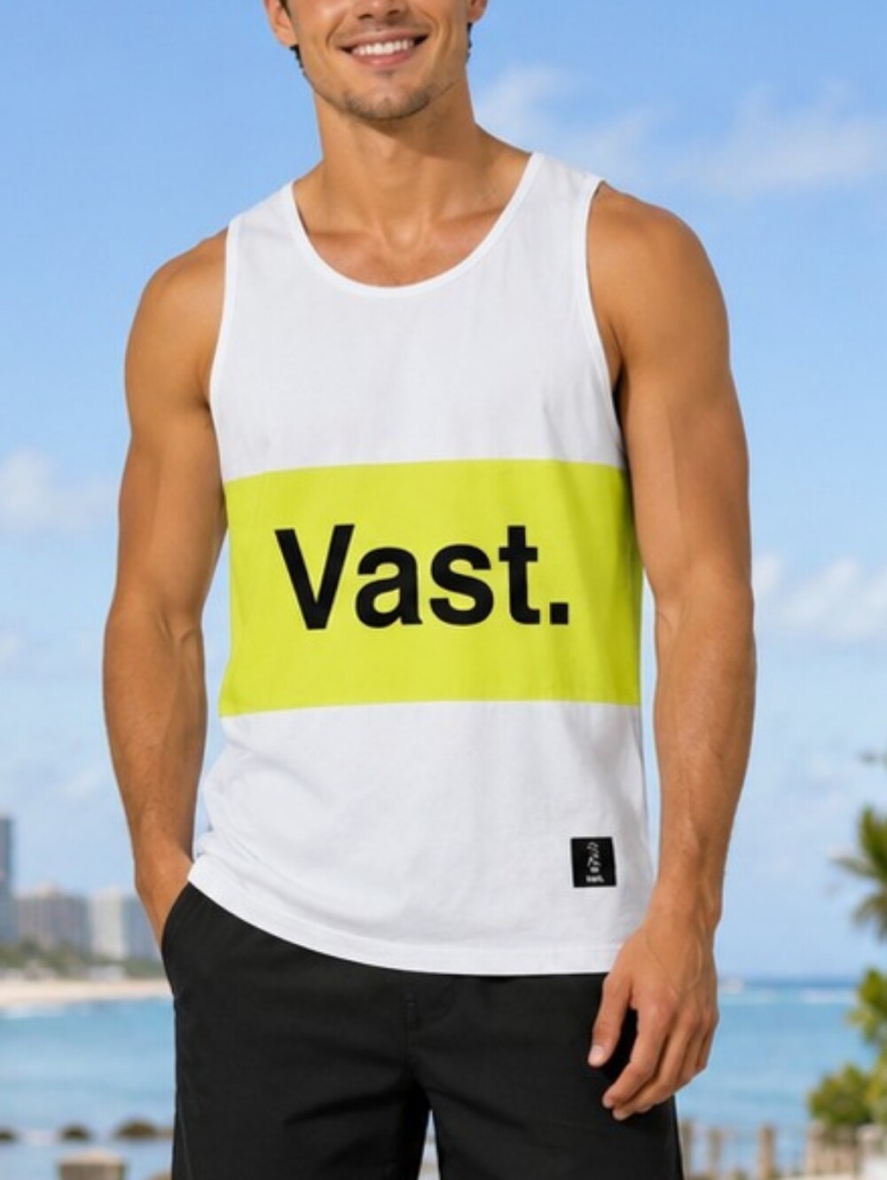 Vast Men's Color Block Tank Top – Lime/White Size M NWT